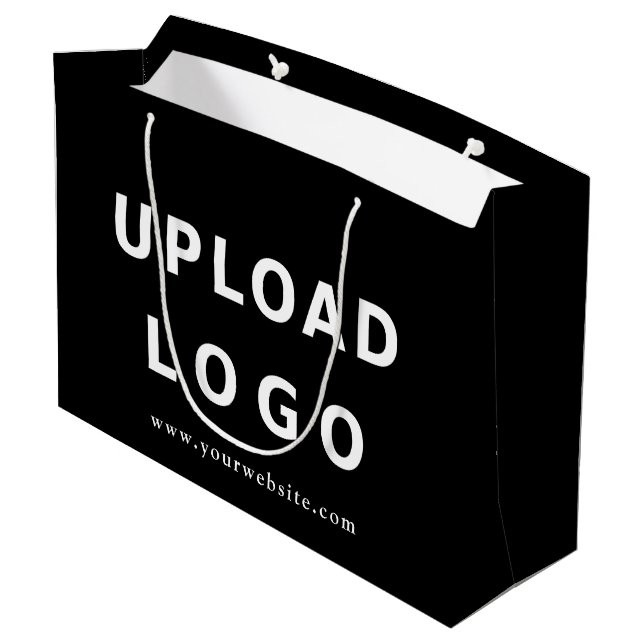 Custom Logo Personalized Business Modern Black Large Gift Bag (Back Angled)