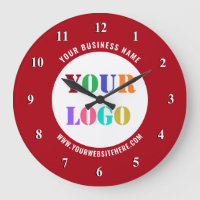 Custom Logo Photo and Text Wall Clock Your Colours