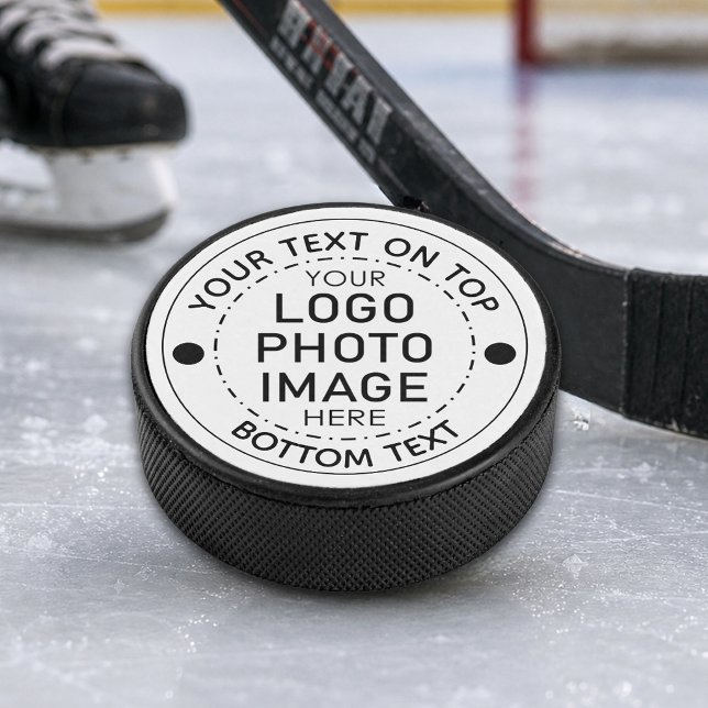 Custom Logo Photo Hockey Puck with Text  (Creator Uploaded)