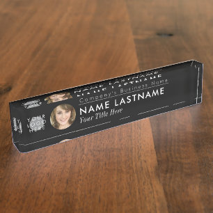 Custom Logo Photo Modern Black Professional Nameplate