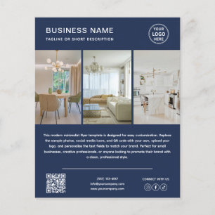 Custom Logo Photo Modern Navy Blue Business Flyer