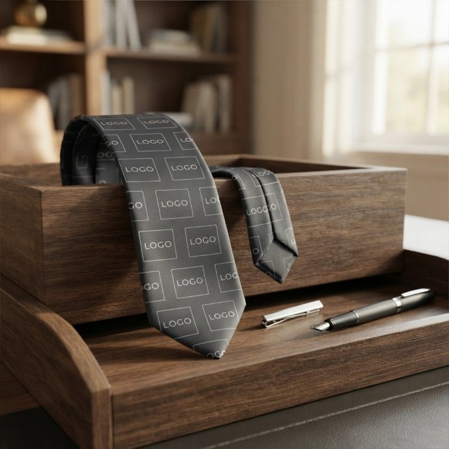 Custom Logo Photo Professional Chic Charcoal Grey Tie (Creator Uploaded)