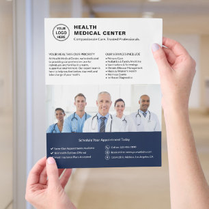 Custom Logo Photo QR Healthcare Clinic Doctor Flyer