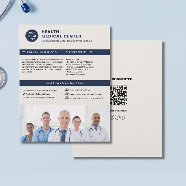 Custom Logo Photo QR Healthcare Clinic Doctor Flyer (Custom Logo Photo QR Healthcare Clinic Doctor Flyer)