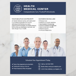 Custom Logo Photo QR Healthcare Clinic Doctor Flyer