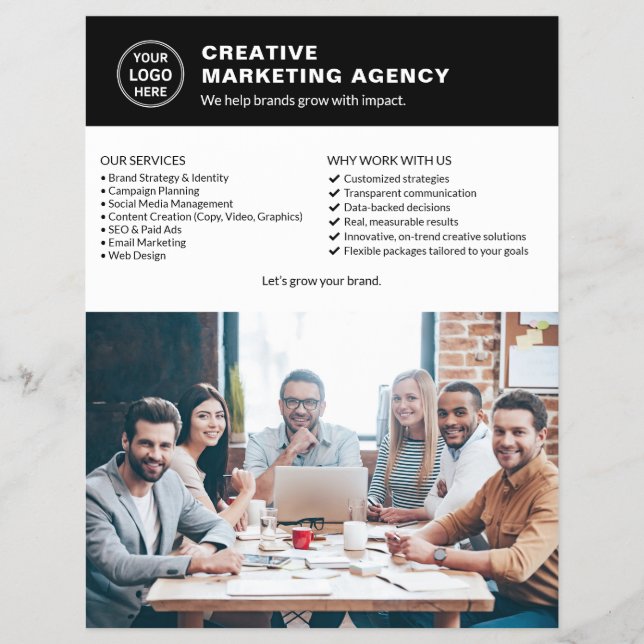 Custom Logo Photo QR Marketing Business Flyer (Front)