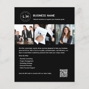 Custom Logo Photo QR Professional Black Business Flyer