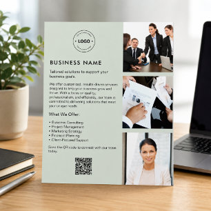 Custom Logo Photo QR Sage Green Business Flyer