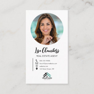 Custom Logo Photo Real Estate Agent Realtor Business Card