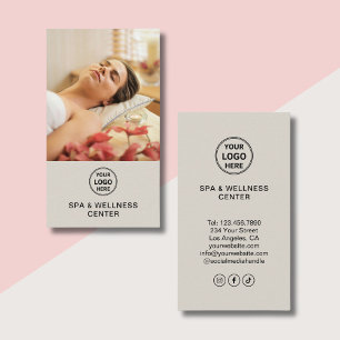 Custom Logo Photo Social Media Spa Wellness Centre Business Card