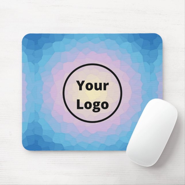 Custom logo pink and blue mosaic mouse pad (With Mouse)