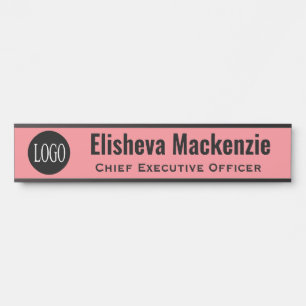 Custom Logo Pink Office Door Name Plate Sign