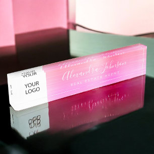 Custom Logo Pink Orange Elegant Professional Nameplate