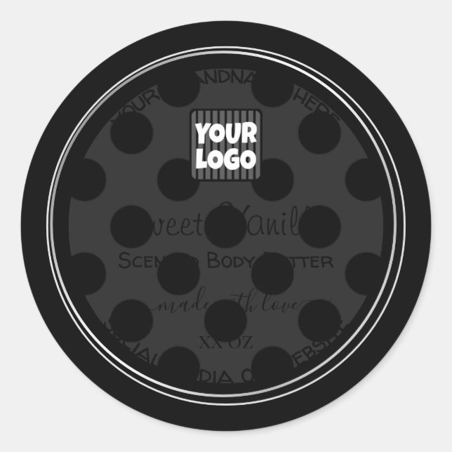 Custom Logo Product Packaging Labels Silver Black (Front)