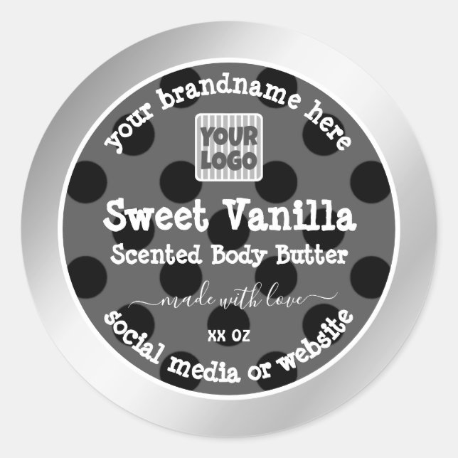 Custom Logo Product Packaging Labels Silver Frame (Front)