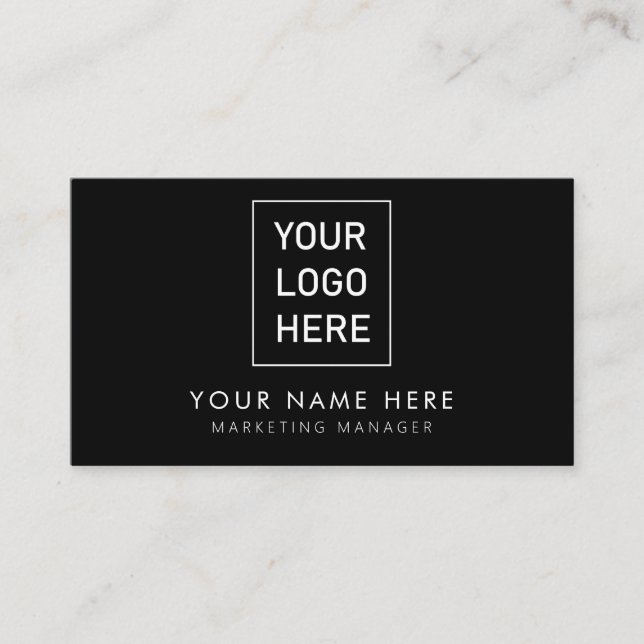 Custom Logo  | professional black  Business Card (Front)