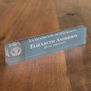 Custom Logo Professional Executive Navy Blue Nameplate