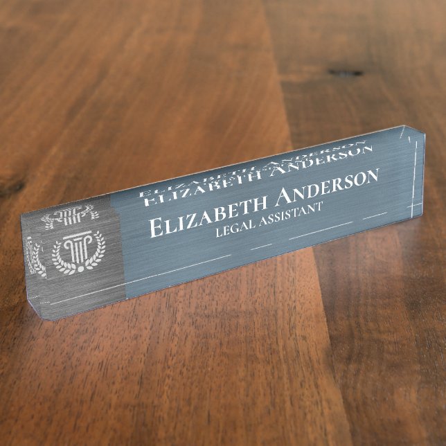 Custom Logo Professional Executive Navy Blue Nameplate (Side)