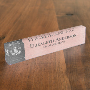 Custom Logo Professional Executive Pink Grey Nameplate