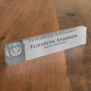 Custom Logo Professional Executive Silver Nameplate