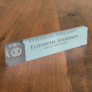 Custom Logo Professional Executive Teal Grey Nameplate