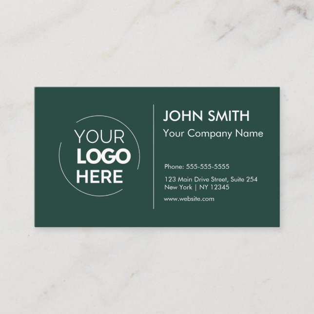 Custom Logo Professional Modern Minimalist Emerald Business Card (Front)