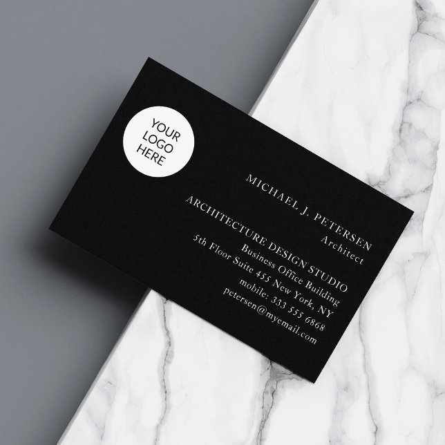 Custom logo professional simple minimalist black business card (Creator Uploaded)