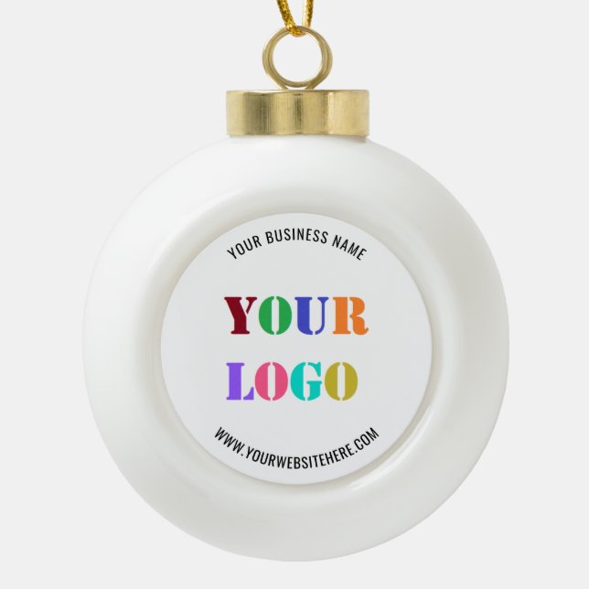 Custom Logo Promotional Business Personalised Ceramic Ball Christmas Ornament (Front)