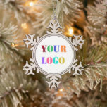 Custom Logo Promotional Business Personalised - Snowflake Pewter Christmas Ornament<br><div class="desc">Custom Logo and Text Promotional Business Personalised  - Add Your Logo / Image and Text / Information - Resize and move elements with customisation tool. Choose / add your favourite background colour !</div>