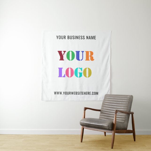 Custom Logo Promotional Business Tapestry Template (In Situ)
