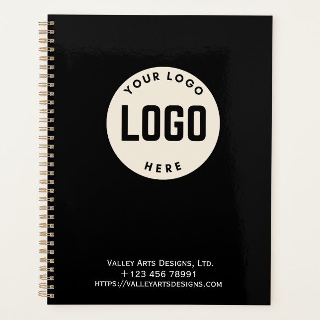 Custom Logo Promotional Notebook, Black  Planner (Front)