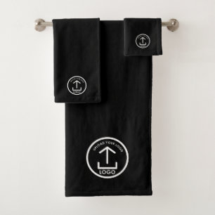 Custom Logo Promotional Professional Swag Black Bath Towel Set