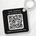 Custom logo, QR code and text double sided black Key Ring<br><div class="desc">Double sided keychain with your custom logo,  QR code and custom text on a black or custom colour background. Change fonts and font colours,  move and resize elements with the design tool.</div>