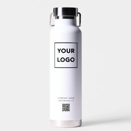 Custom Logo QR Code and Text on 2 Sides White Water Bottle