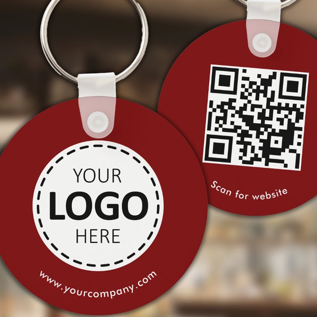 Custom Logo, QR code and Text, Red Key Ring (Creator Uploaded)