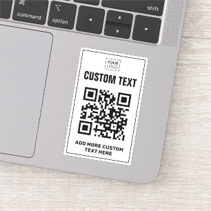Custom logo, QR code and text white