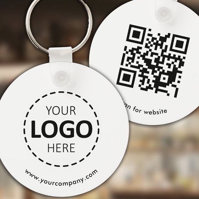 Custom Logo, QR code and Text, White Key Ring (Creator Uploaded)