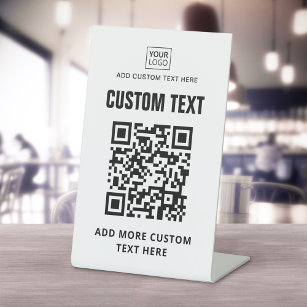 Custom logo, QR code and text white or any colour Pedestal Sign