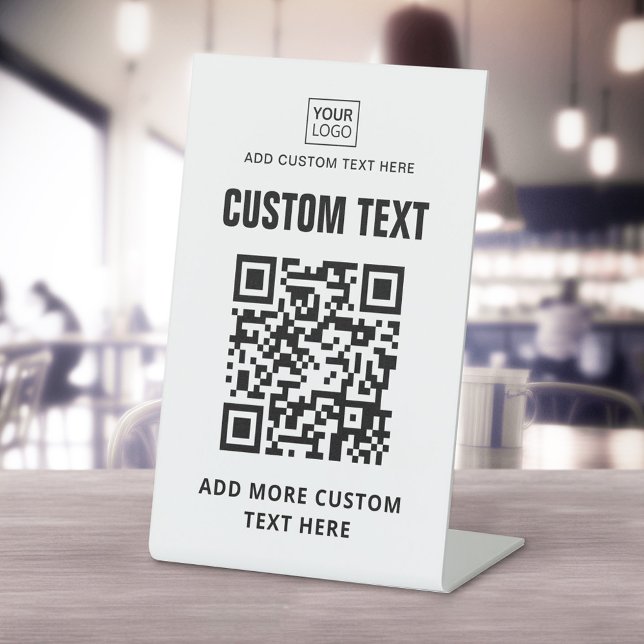 Custom logo, QR code and text white or any colour Pedestal Sign (Creator Uploaded)