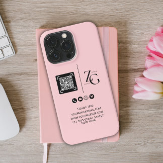 Custom Logo | QR Code Business Pink Background iPhone 13 Pro Case