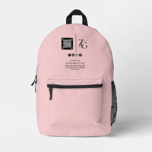 Custom Logo   QR Code Business Pink Background Printed Backpack