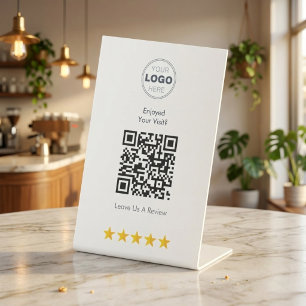 Custom Logo QR Code Business Review Table Tent Pedestal Sign