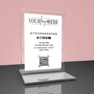 Custom Logo   QR Code Business White Table Card