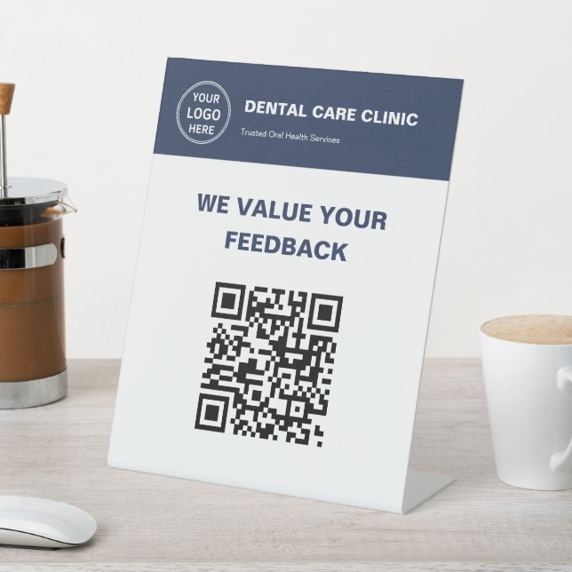 Custom Logo QR Code Dental Clinic Dentist Pedestal Sign (In SItu)