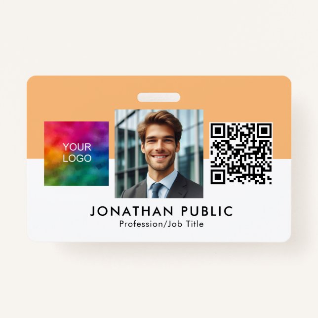 Custom Logo QR Code Employee Photo ID Card ID Badge (Front)