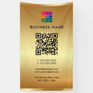 Custom Logo QR Code Gold Brand Outdoor Vertical Banner