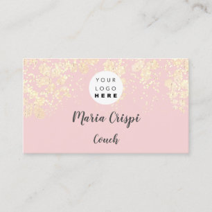 Custom Logo QR Code Gold Pink Confetti Foils  Business Card