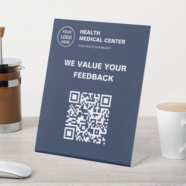 Custom Logo QR Code Medical Clinic Healthcare Pedestal Sign (In SItu)