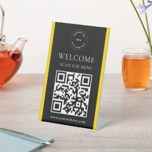 Custom Logo QR Code Modern Business Pedestal Sign