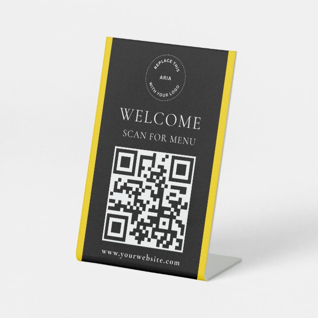 Custom Logo QR Code Modern Business Pedestal Sign (Front)